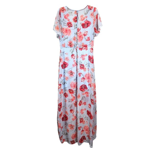 Charlotte Russe Womens Med Floral Maxi Dress Wrap Detail Flutter Sleeves Flowy - Picture 2 of 10